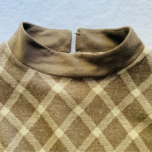 Neusteters Vintage Brown Tan Diamond Mock Neck Dress | Medium - Picture 10 of 14